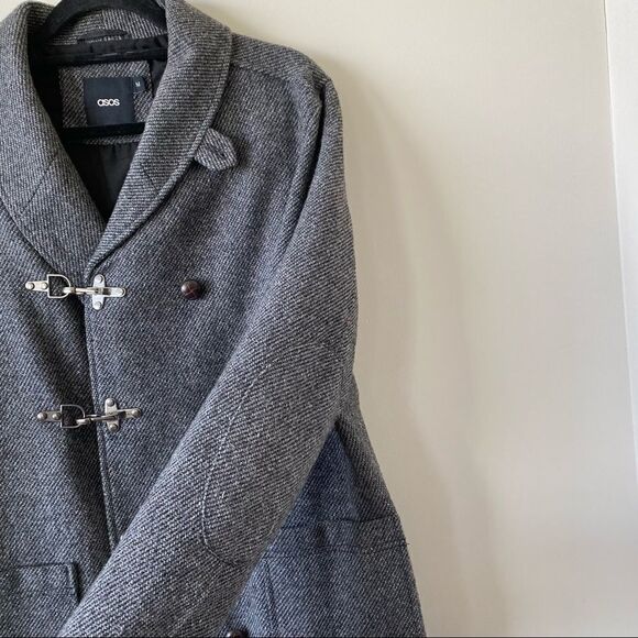 Asos-Wool Blend Basket Weave and Clasp Front Short Coat (Medium) - Picture 8 of 10